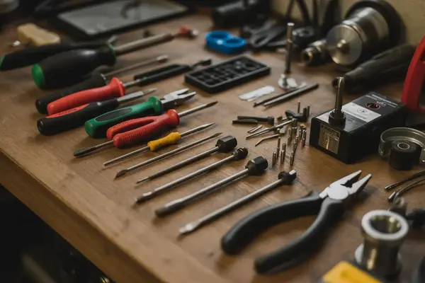 arranged set of repair tools for small appliances