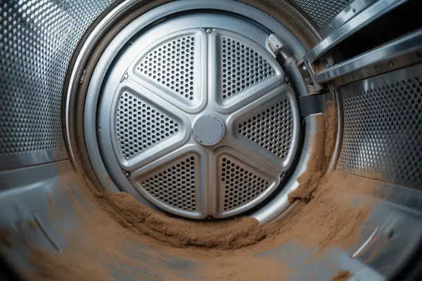 dryer drum with visible lint buildup