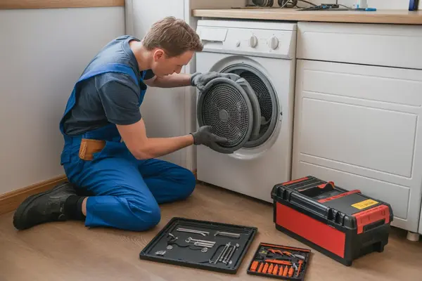 echnician replacing a dryer heating element