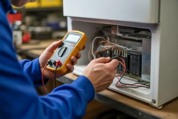 multimeter to check refrigerator wiring inside the back panel,