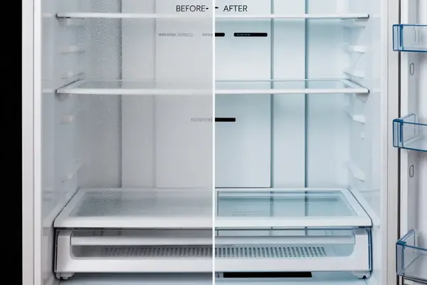 refrigerator showing before-and-after repair concept