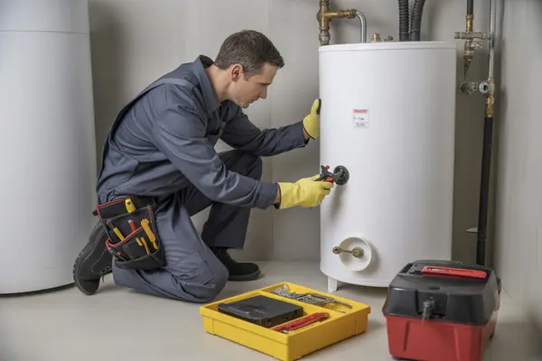 repaired hot water tank