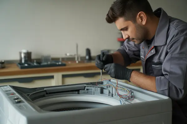 washing machine with digital display showing an error code